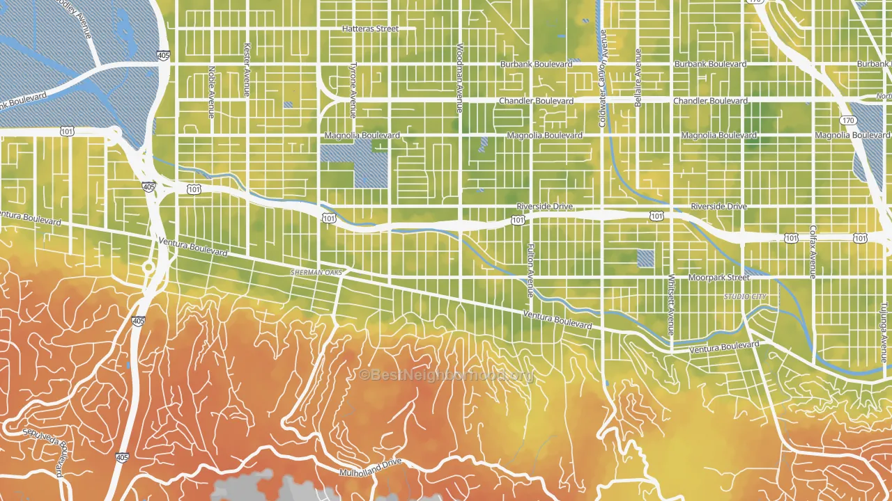 Bike Grade map of 91423, CA