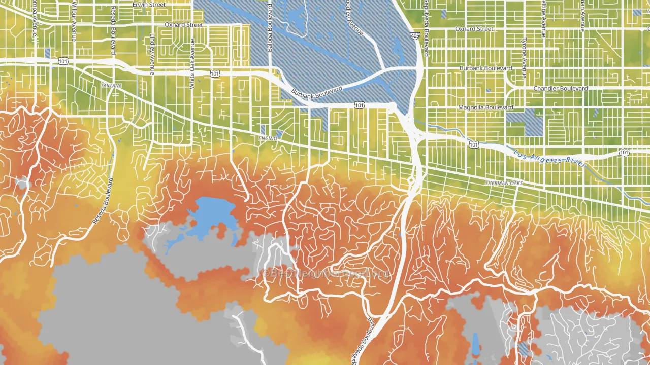 Bike Grade map of 91436, CA