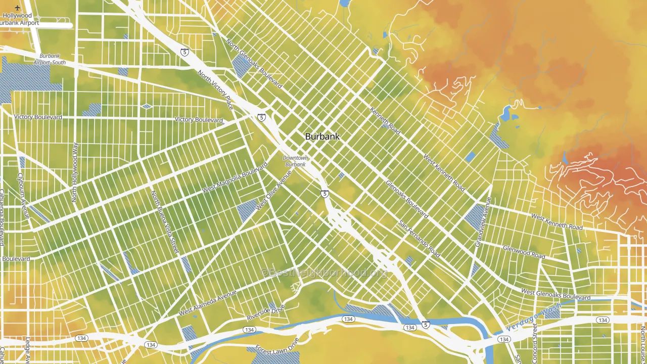 Bike Grade map of 91502, CA