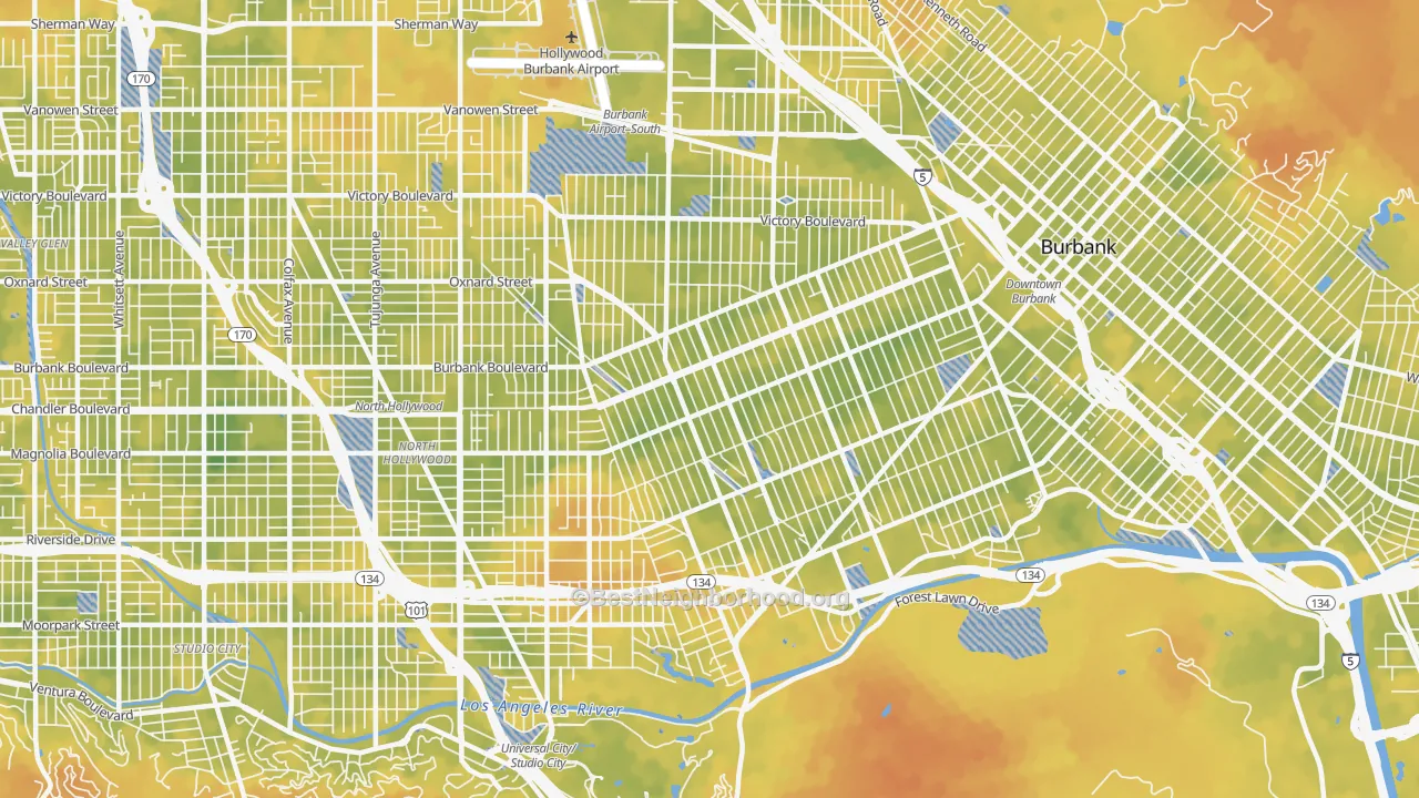 Bike Grade map of 91505, CA