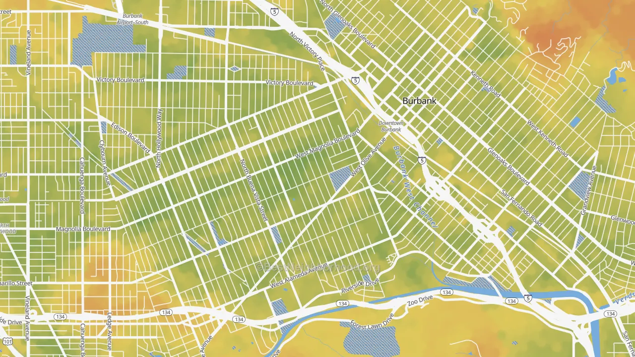 Bike Grade map of 91506, CA