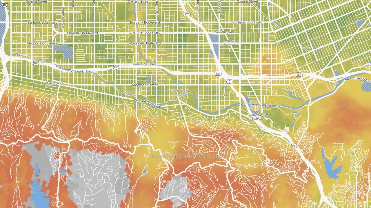 Bike Grade map of 91604, CA