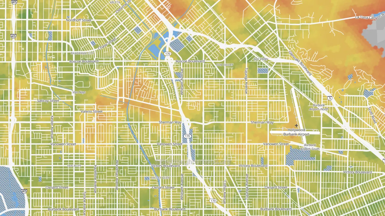 Bike Grade map of 91605, CA