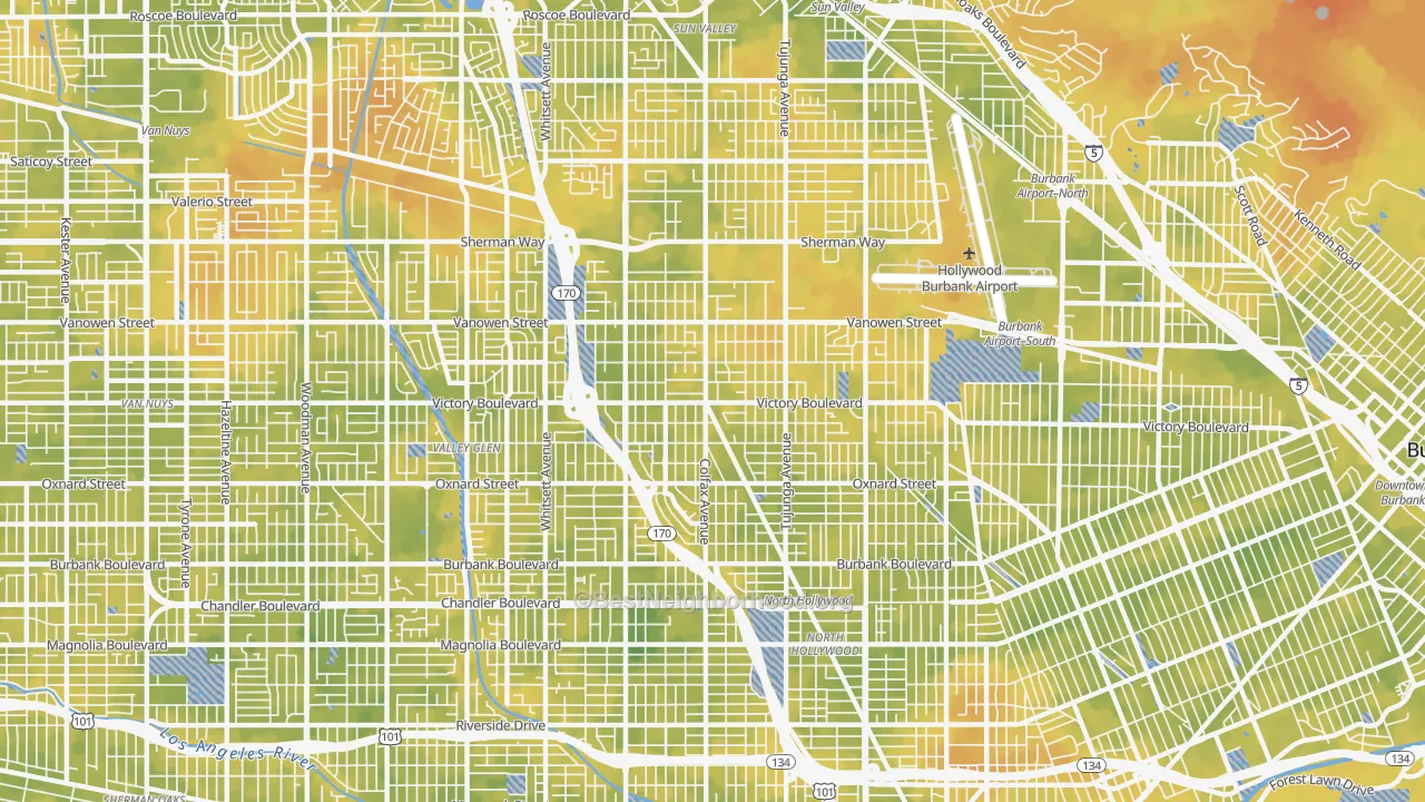 Bike Grade map of 91606, CA
