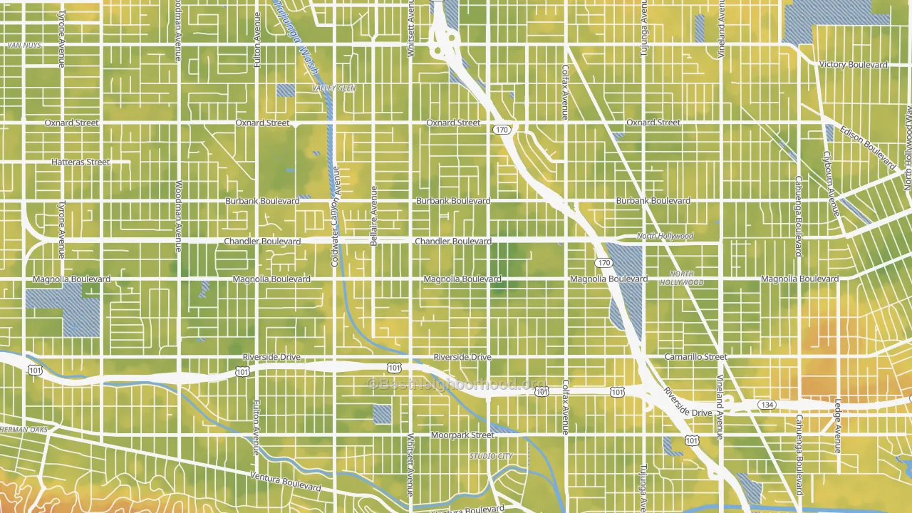 Bike Grade map of 91607, CA