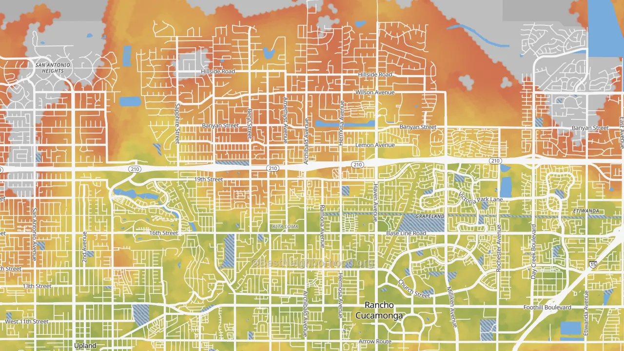 Bike Grade map of 91701, CA