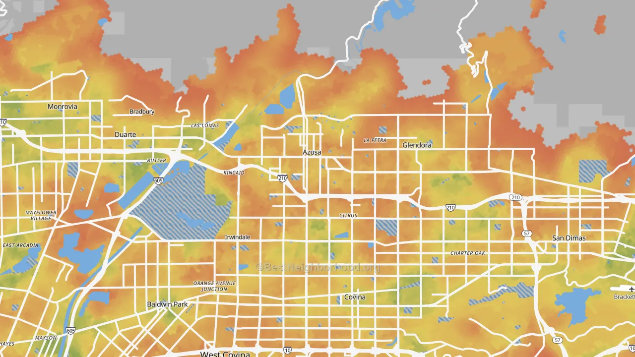 Bike Grade map of 91702, CA