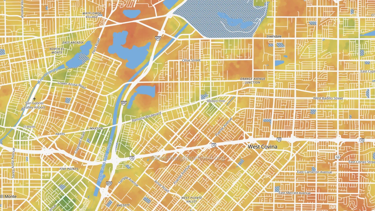 Bike Grade map of 91706, CA
