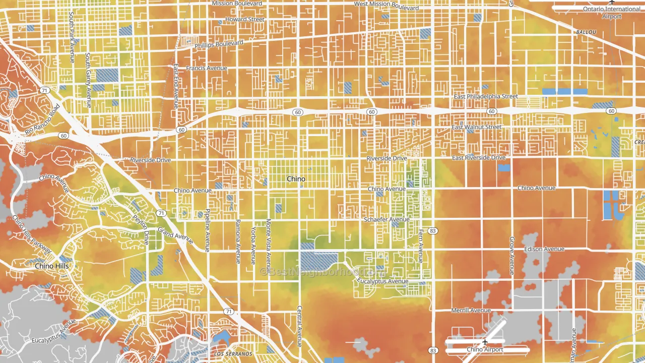 Bike Grade map of 91710, CA