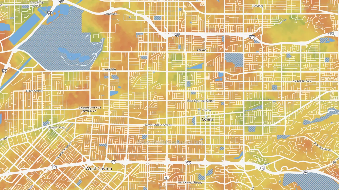 Bike Grade map of 91722, CA