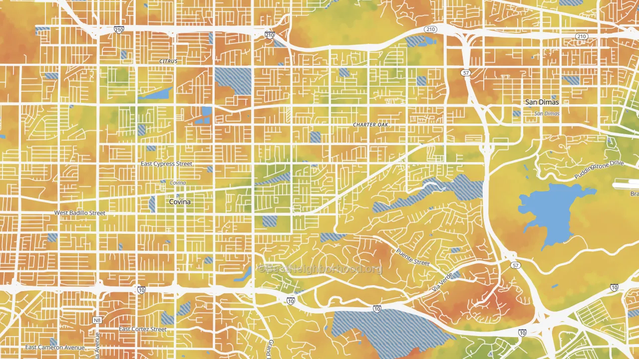 Bike Grade map of 91724, CA