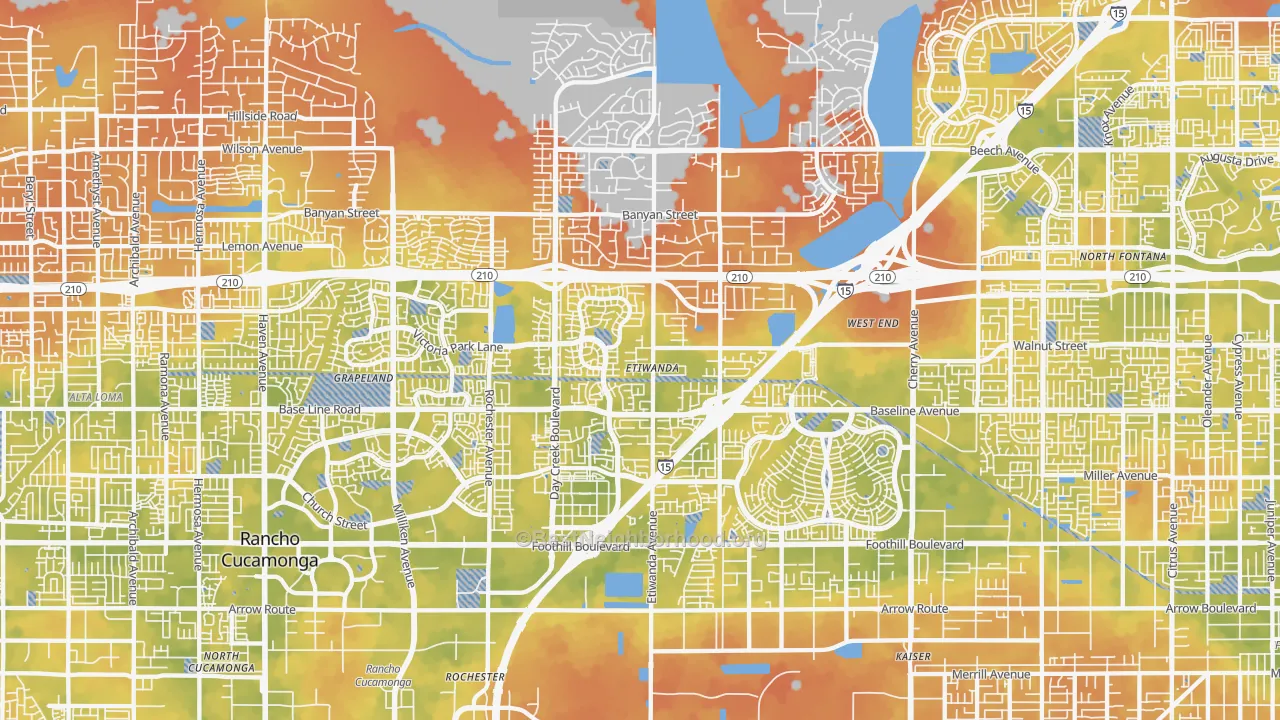 Bike Grade map of 91739, CA