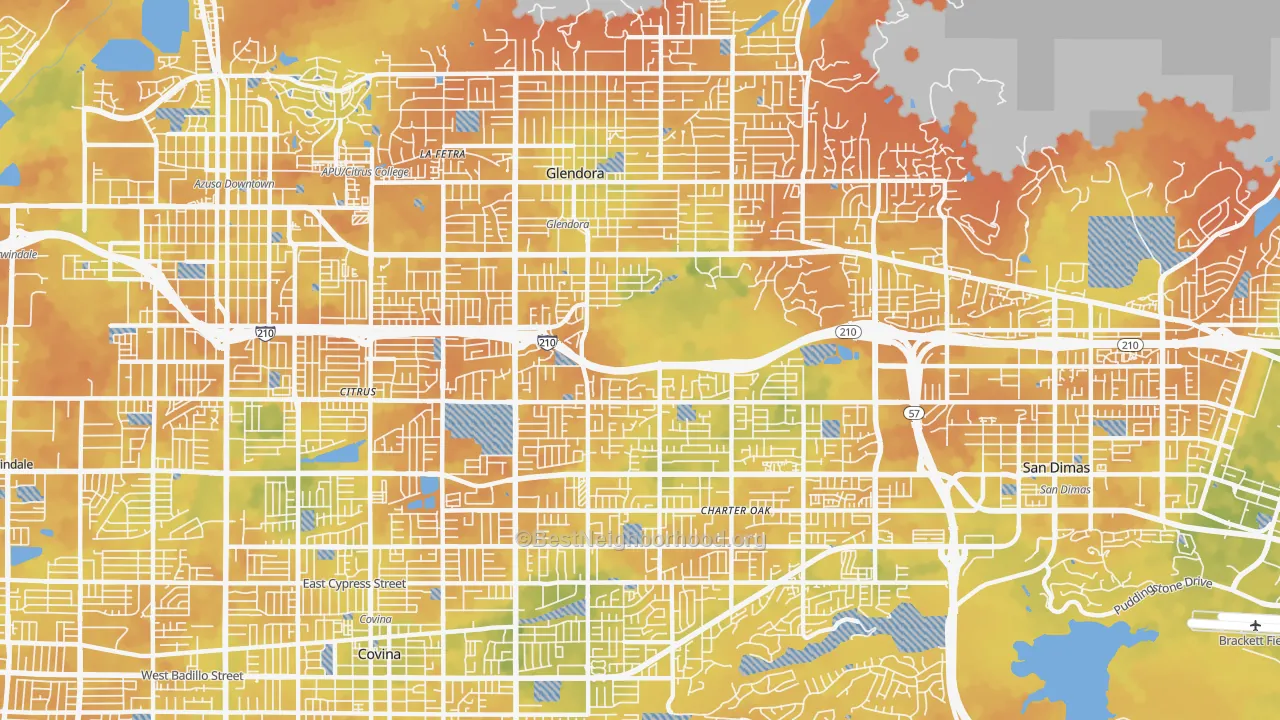 Bike Grade map of 91740, CA