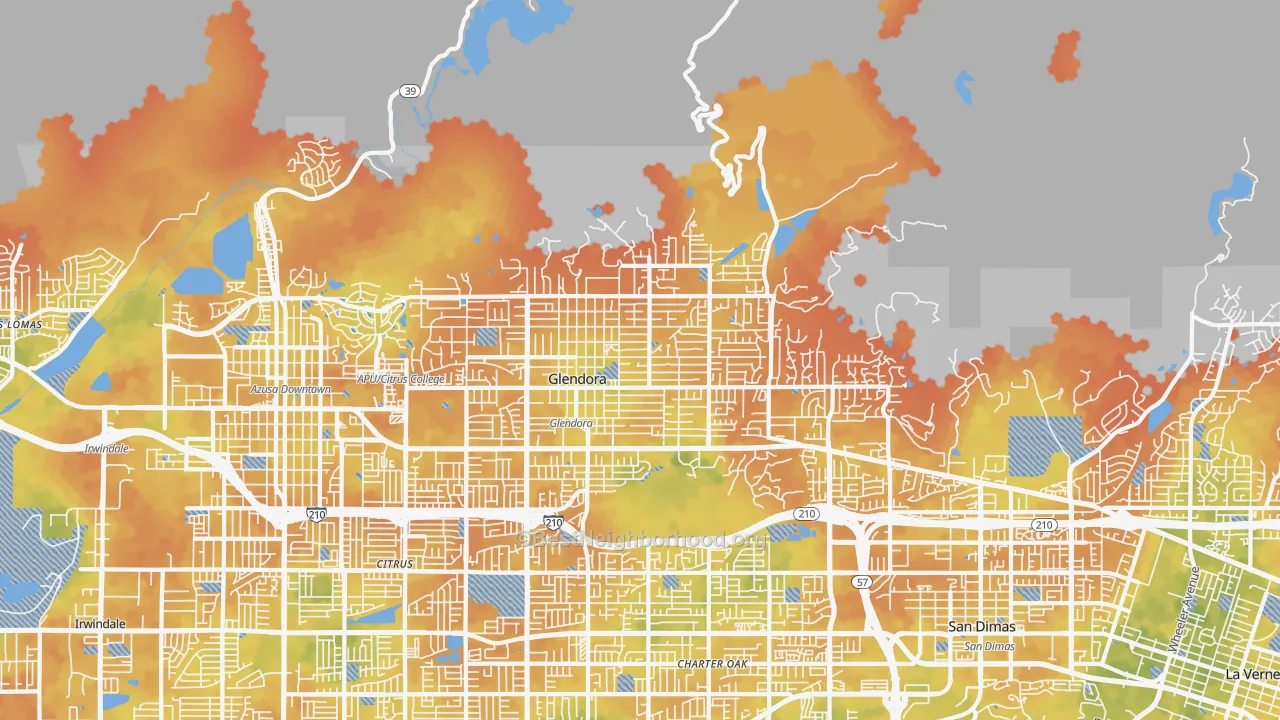 Bike Grade map of 91741, CA