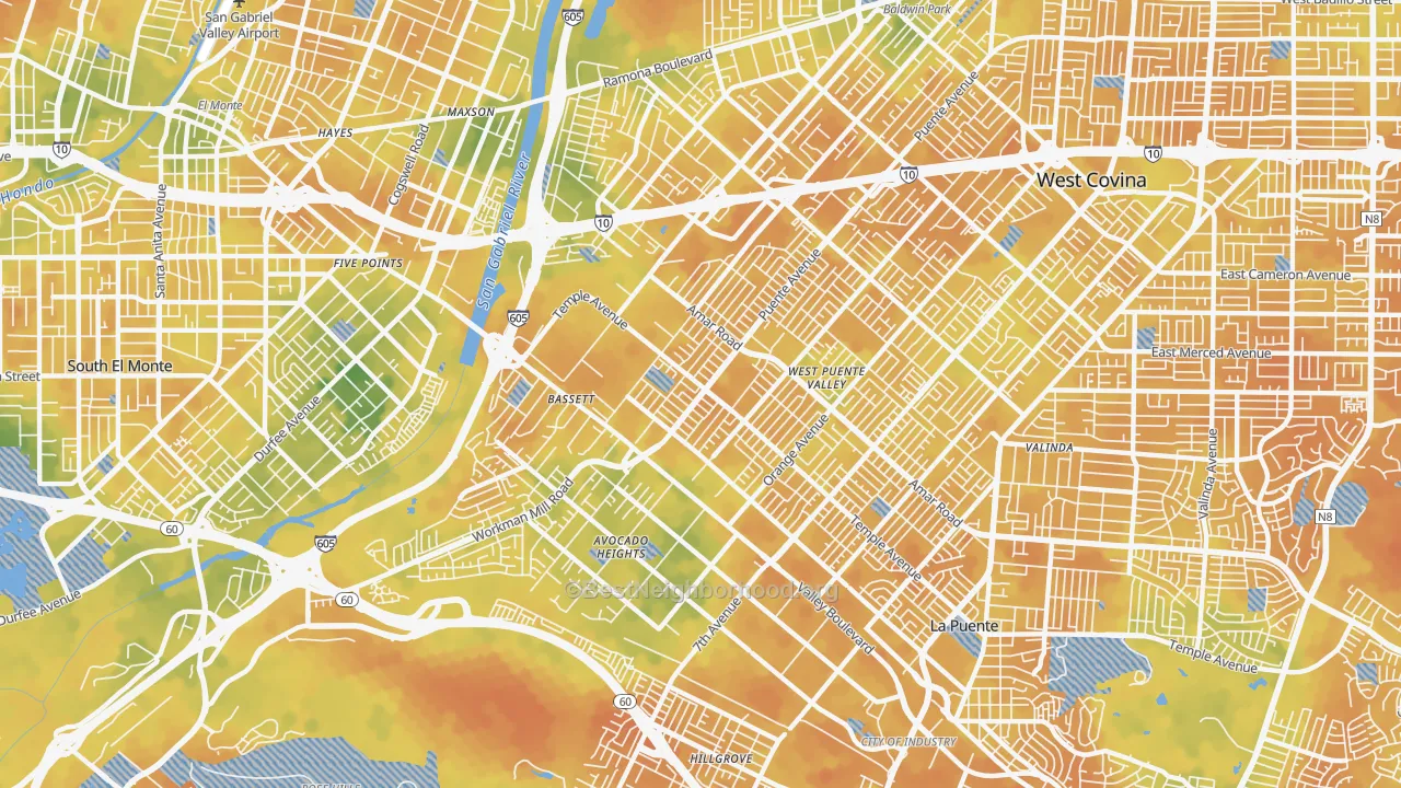 Bike Grade map of 91746, CA