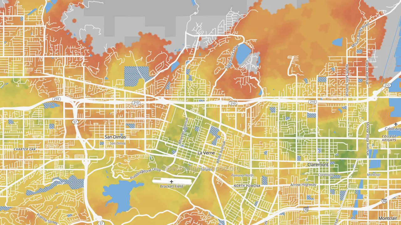 Bike Grade map of 91750, CA
