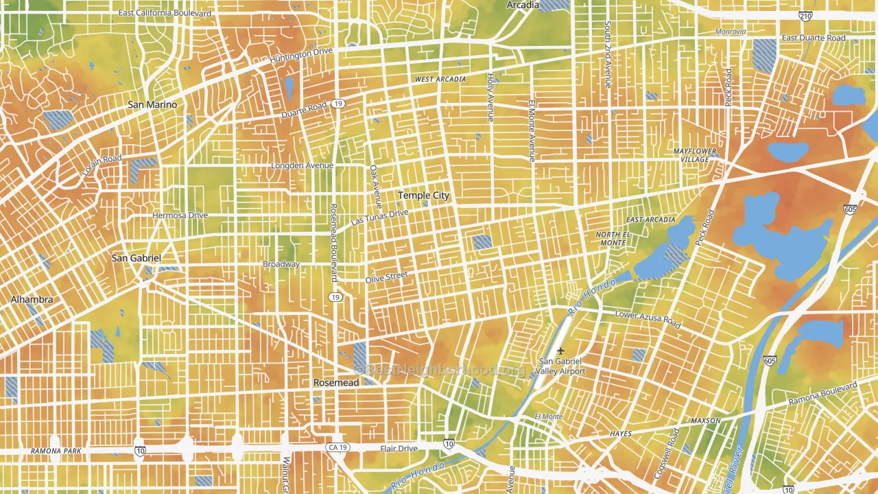Bike Grade map of 91780, CA