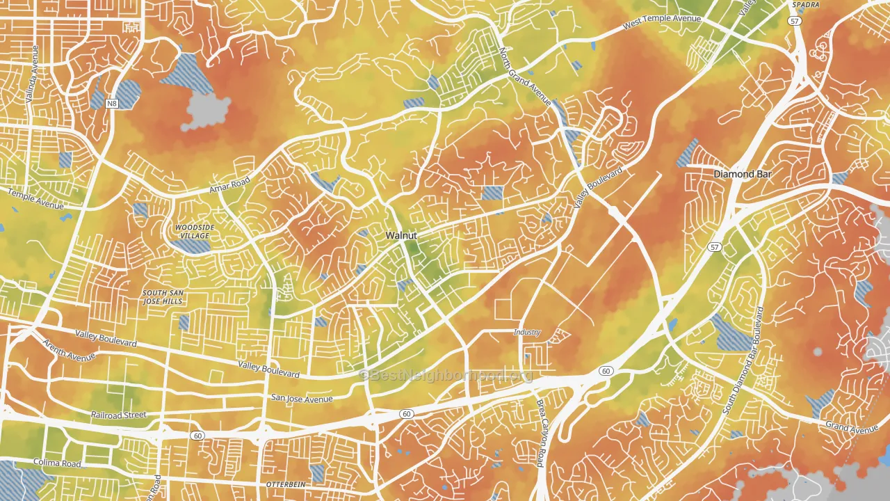 Bike Grade map of 91789, CA