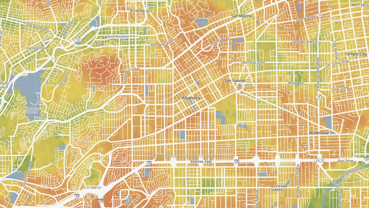 Bike Grade map of 91801, CA