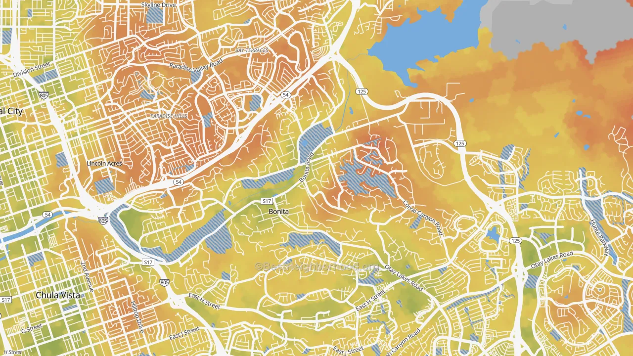 Bike Grade map of 91902, CA