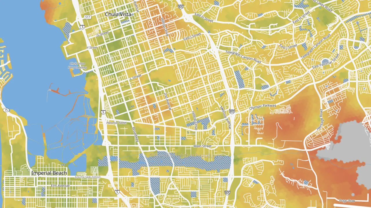 Bike Grade map of 91911, CA