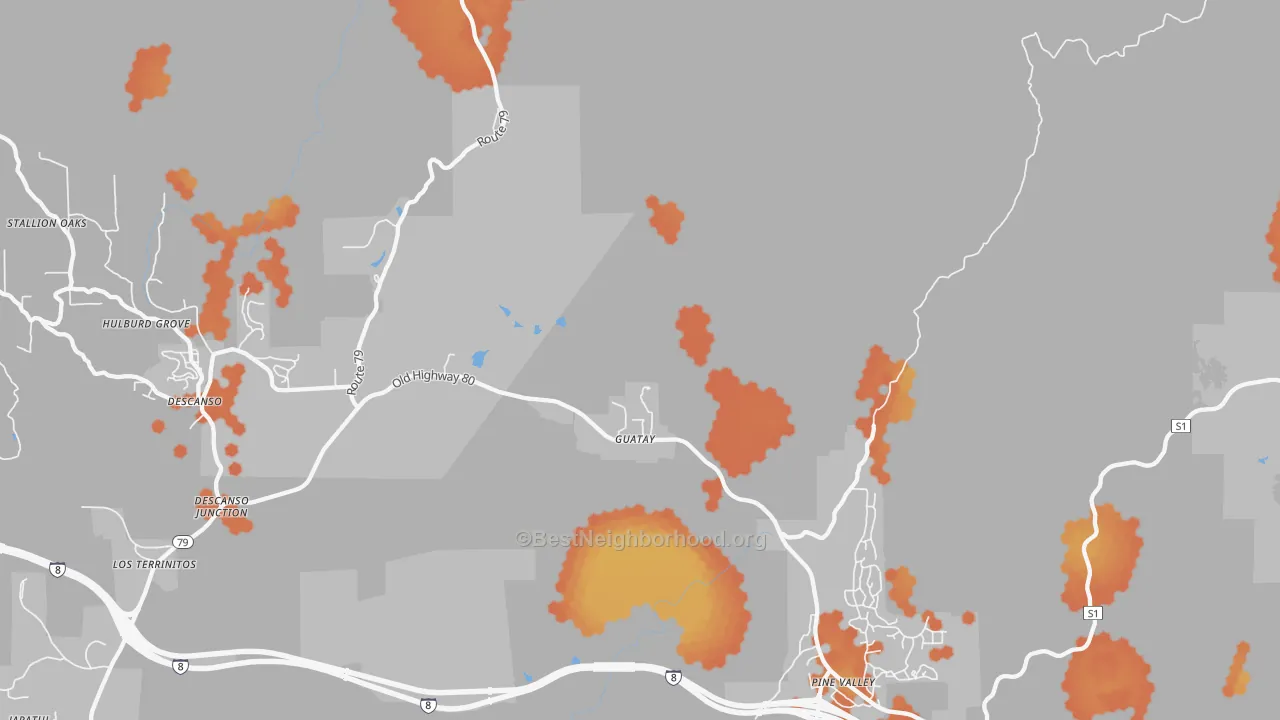 Bike Grade map of 91931, CA