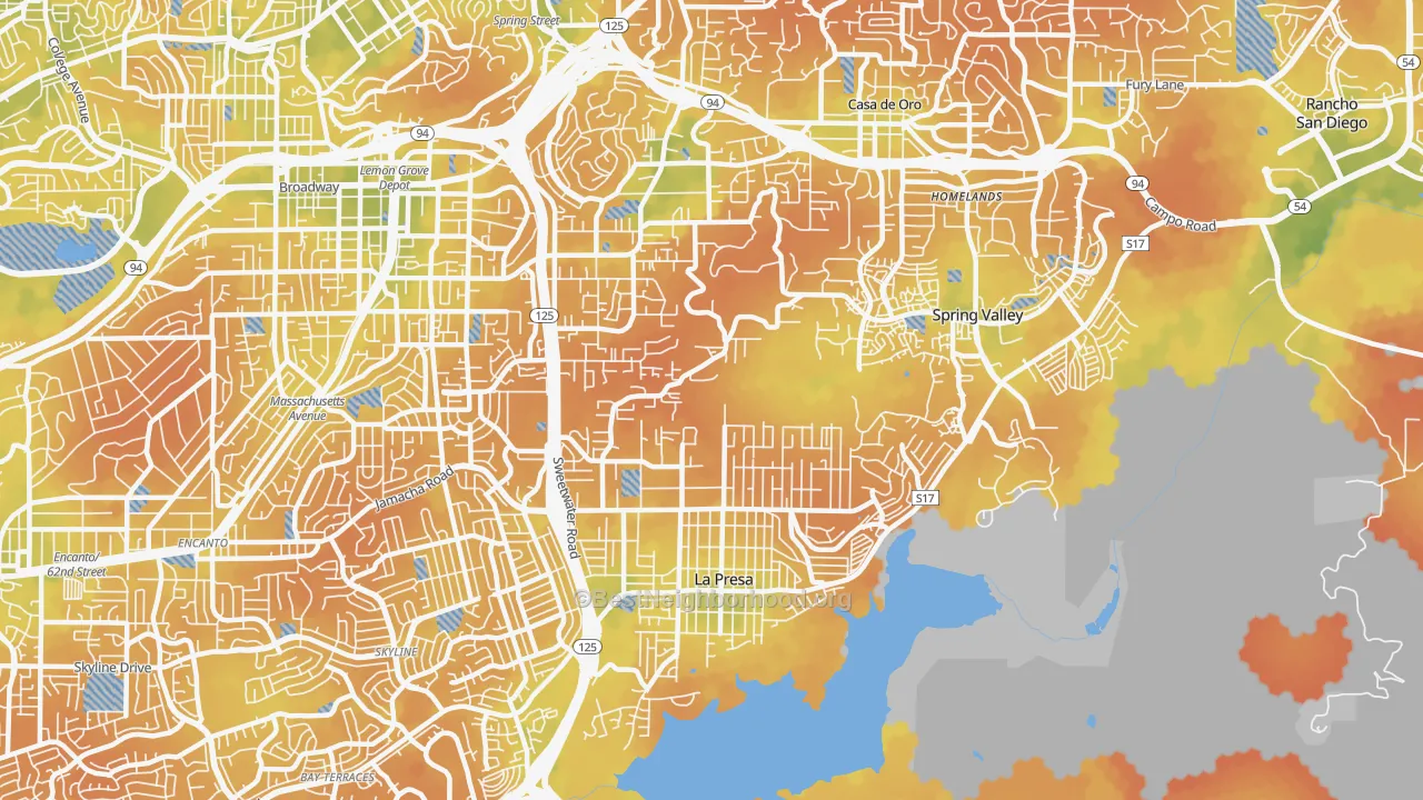 Bike Grade map of 91977, CA