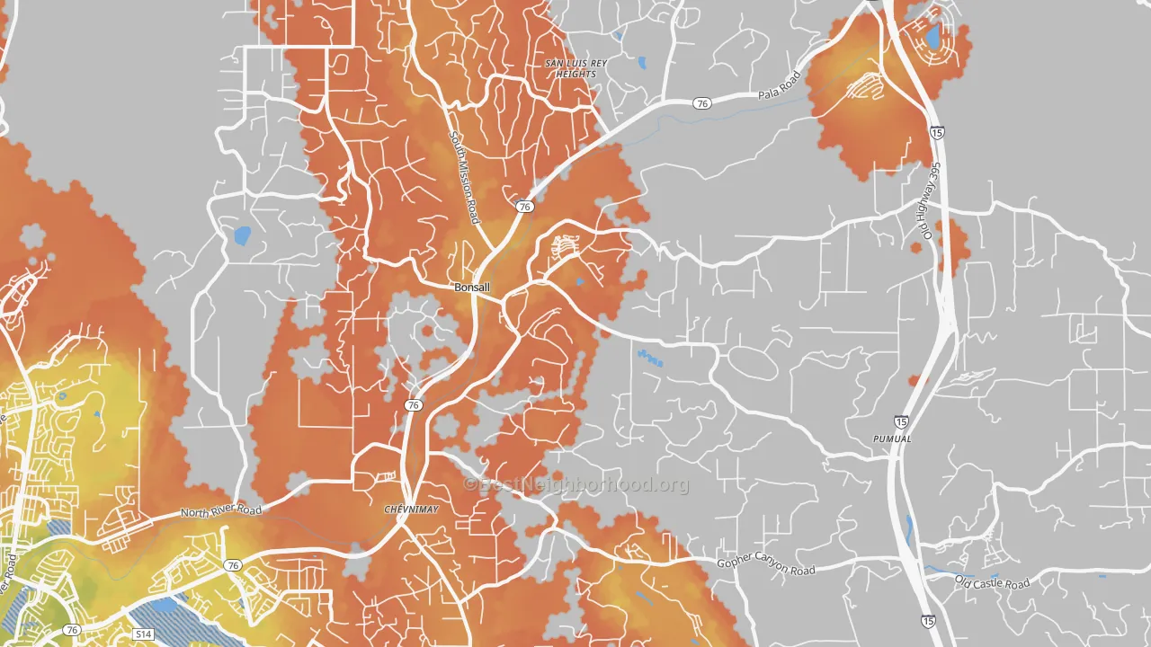 Bike Grade map of 92003, CA