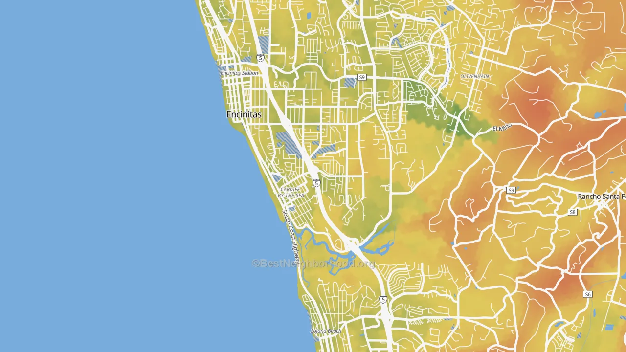 Bike Grade map of 92007, CA
