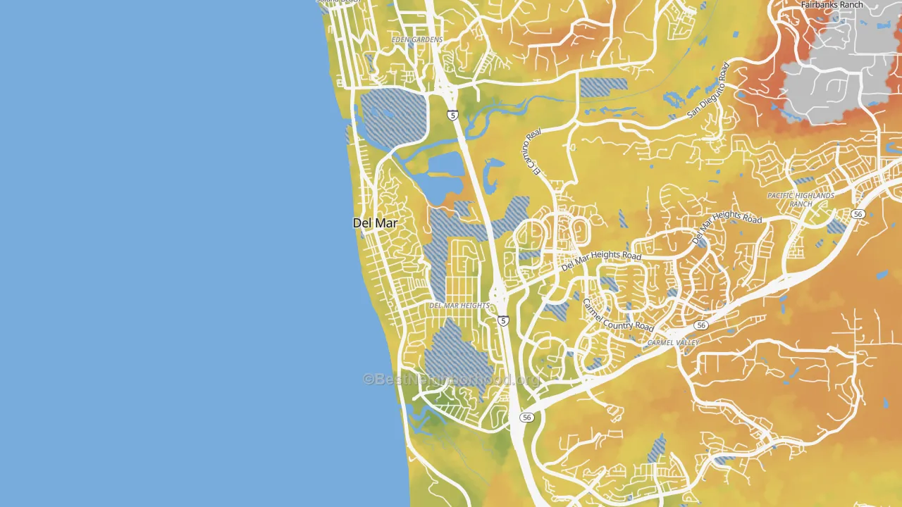Bike Grade map of 92014, CA