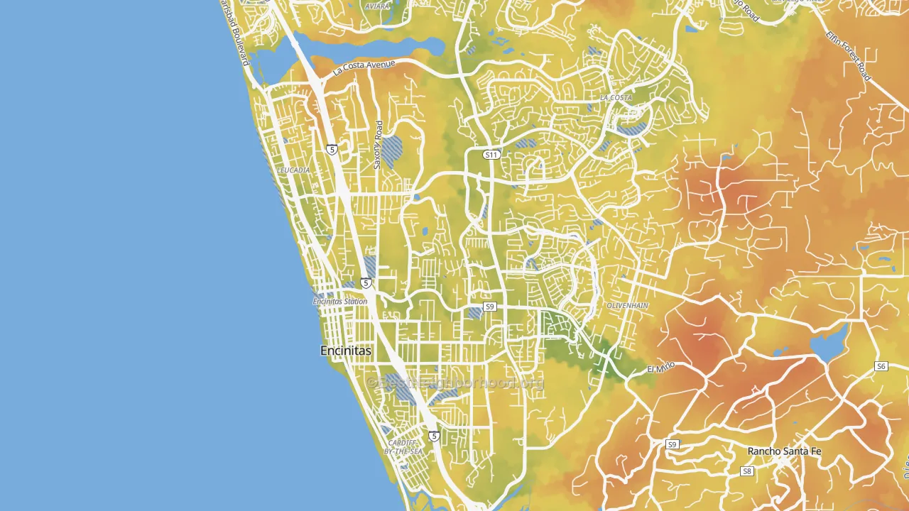 Bike Grade map of 92024, CA