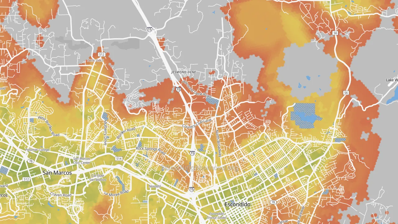Bike Grade map of 92026, CA