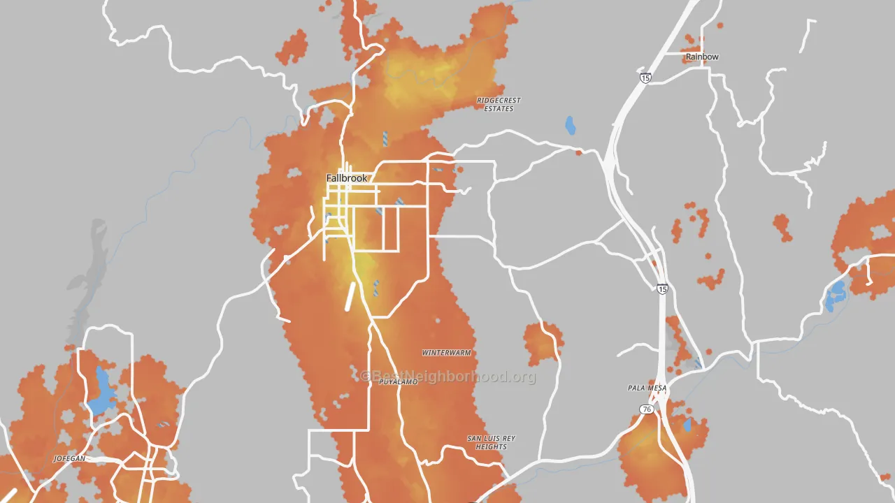 Bike Grade map of 92028, CA