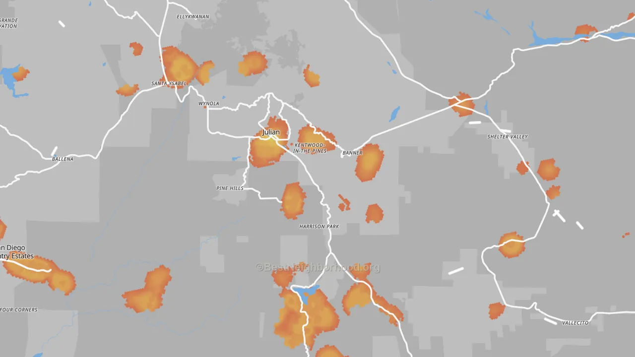 Bike Grade map of 92036, CA