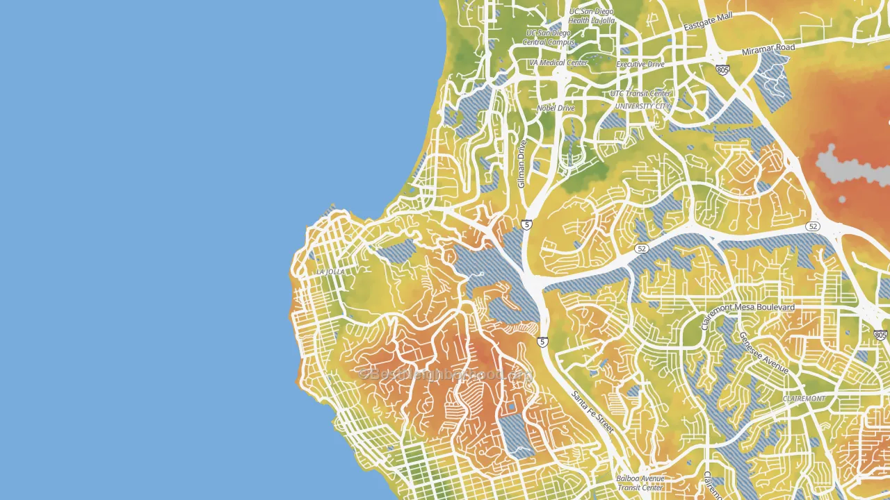Bike Grade map of 92037, CA