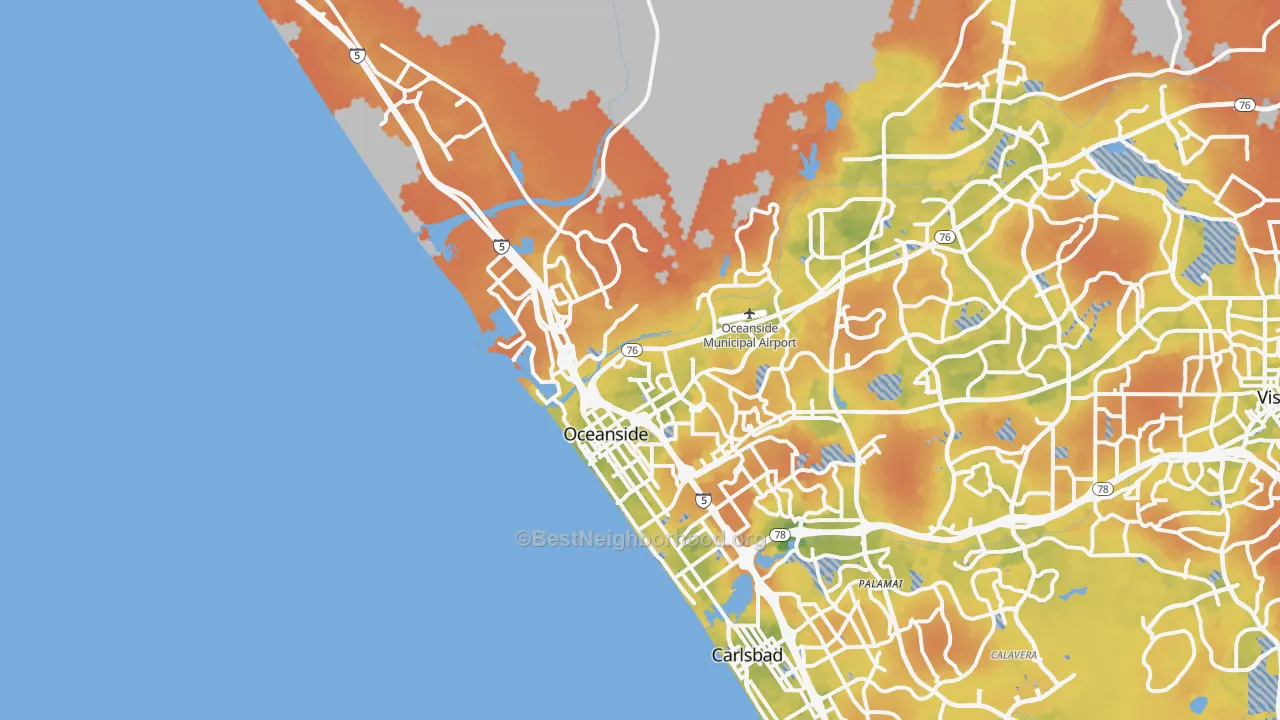 Bike Grade map of 92054, CA