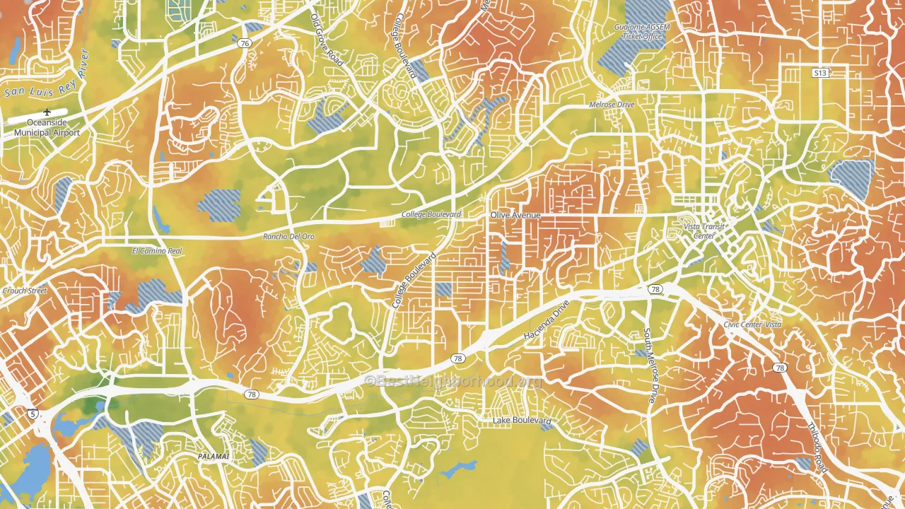 Bike Grade map of 92056, CA