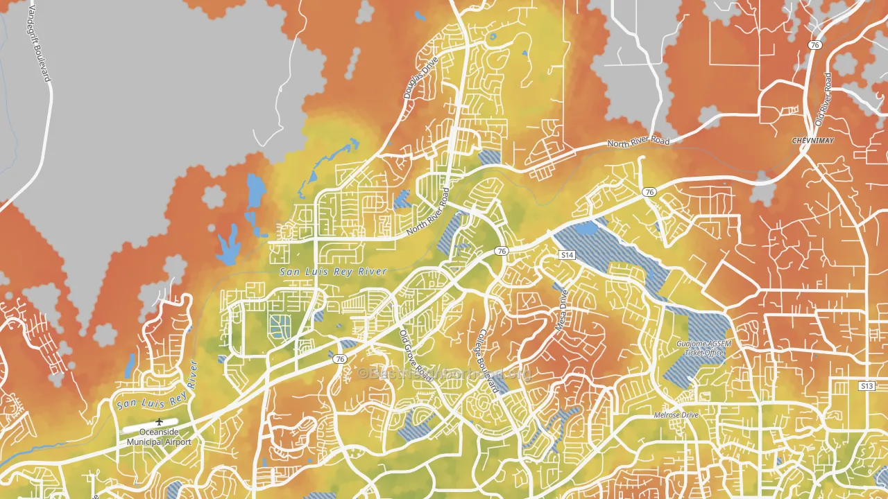 Bike Grade map of 92057, CA