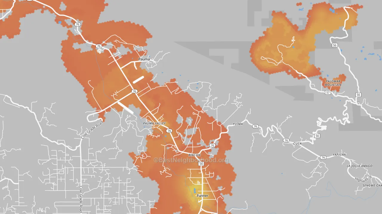 Bike Grade map of 92061, CA