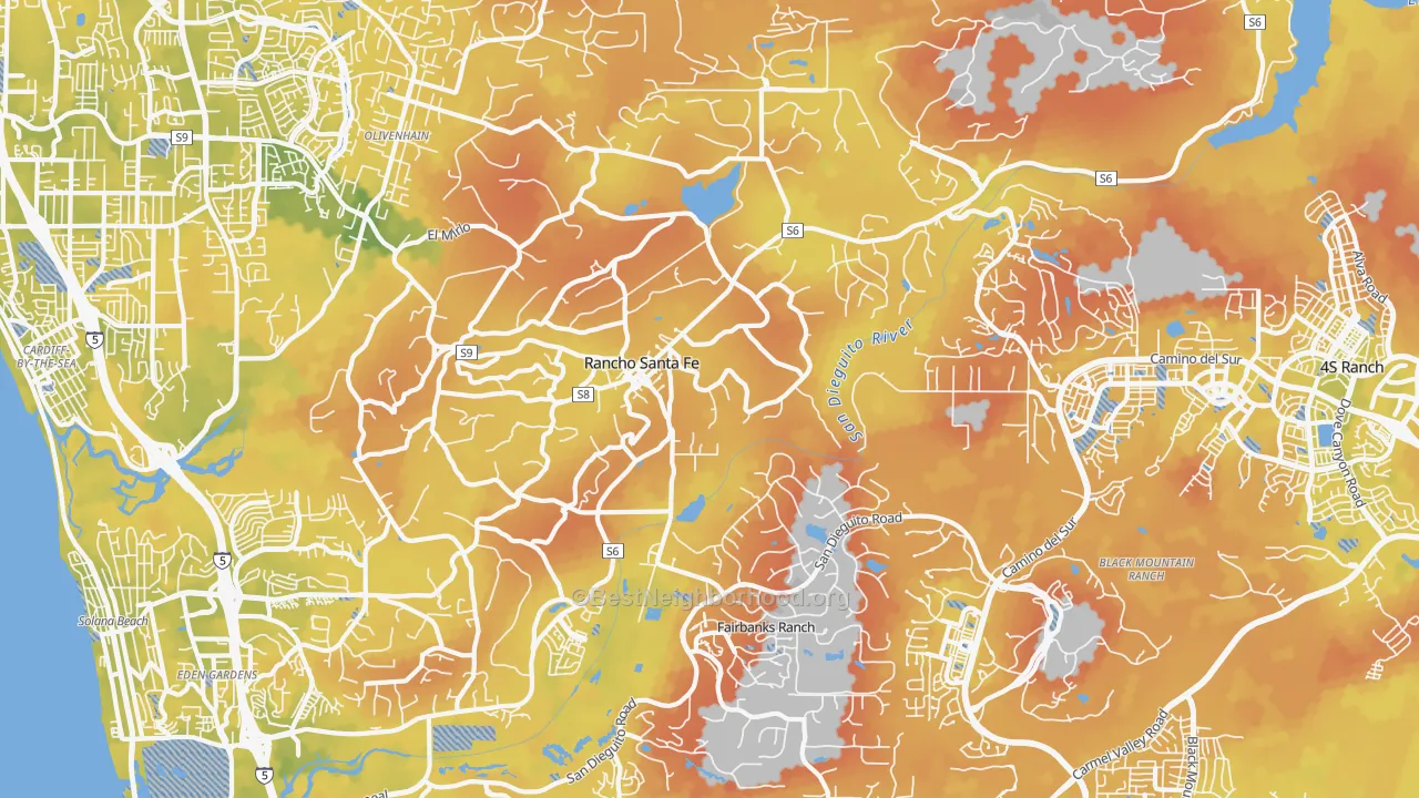 Bike Grade map of 92067, CA