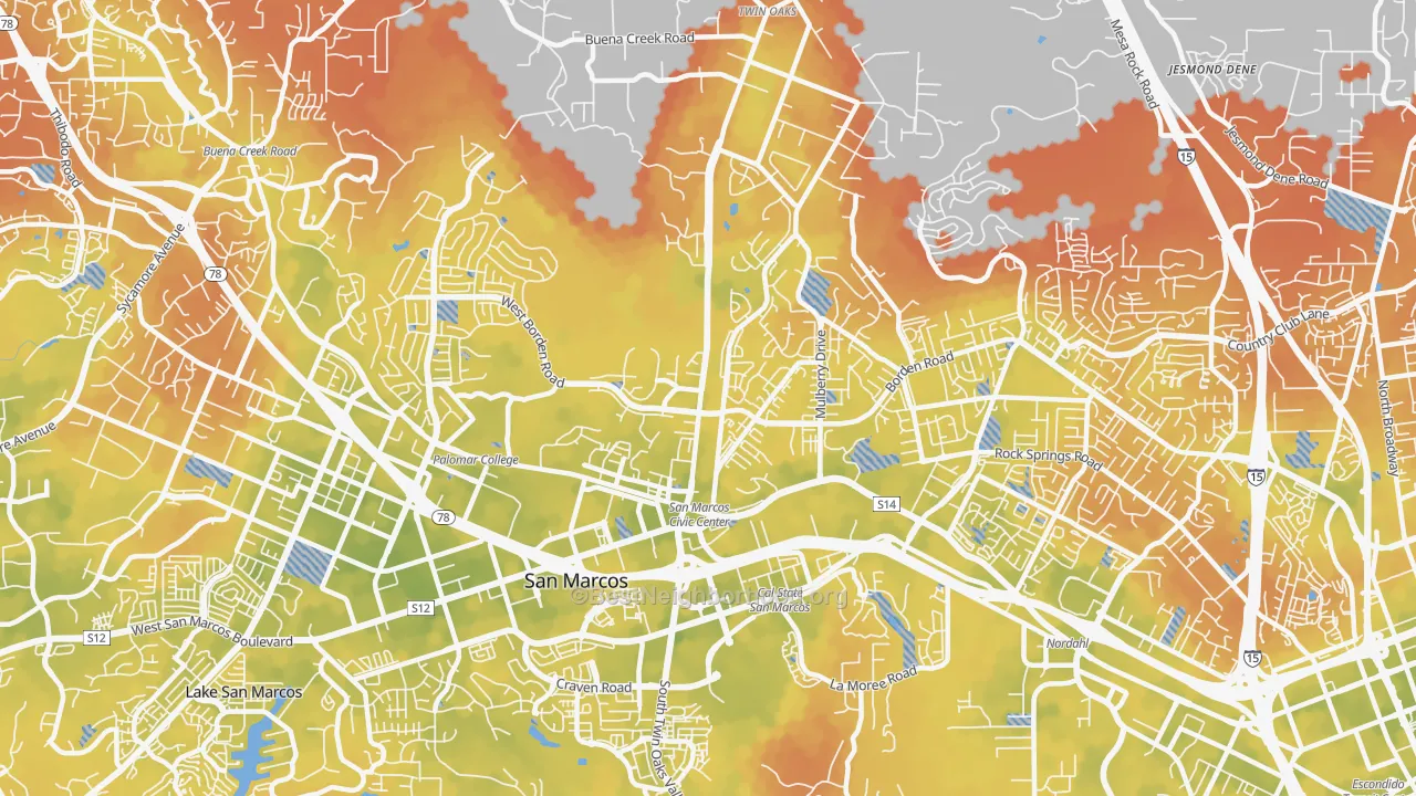 Bike Grade map of 92069, CA
