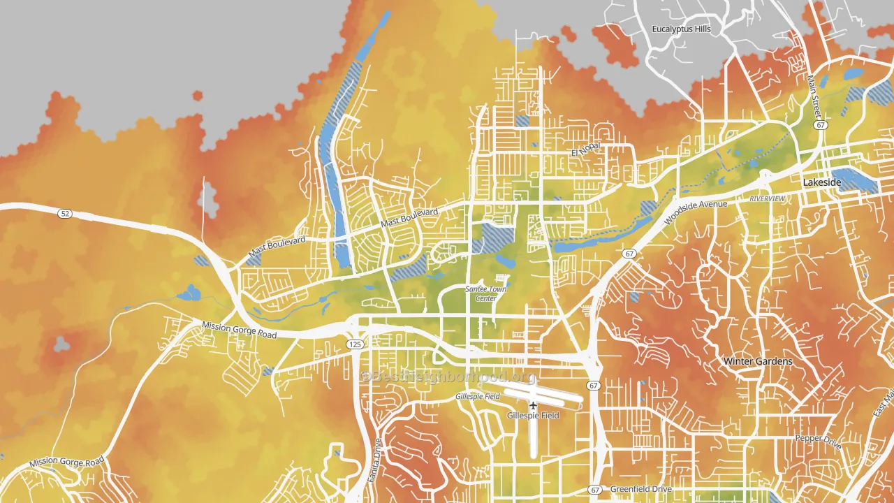 Bike Grade map of 92071, CA
