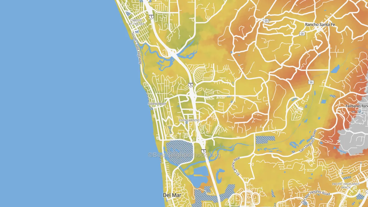 Bike Grade map of 92075, CA