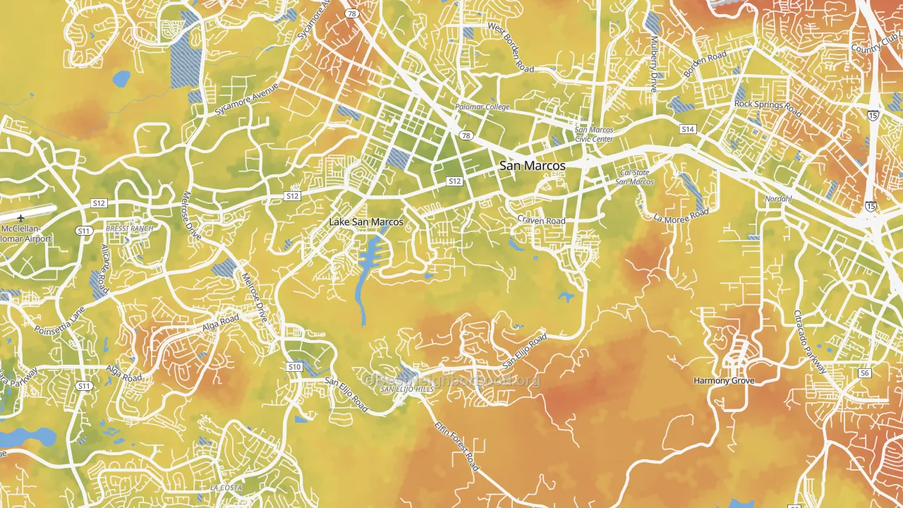 Bike Grade map of 92078, CA