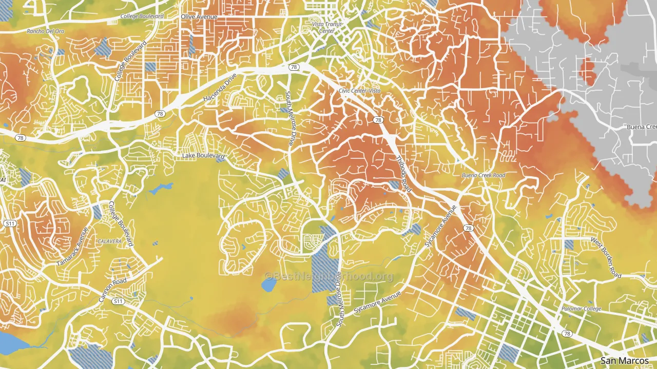 Bike Grade map of 92081, CA