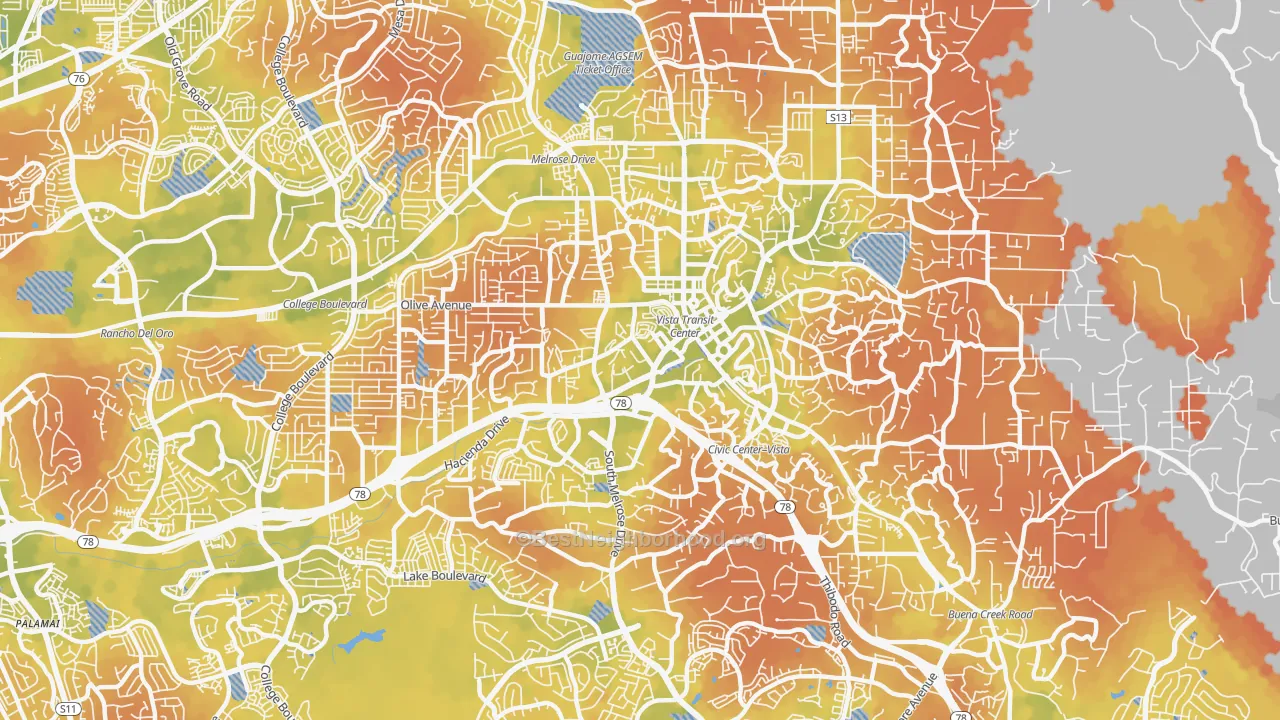 Bike Grade map of 92083, CA
