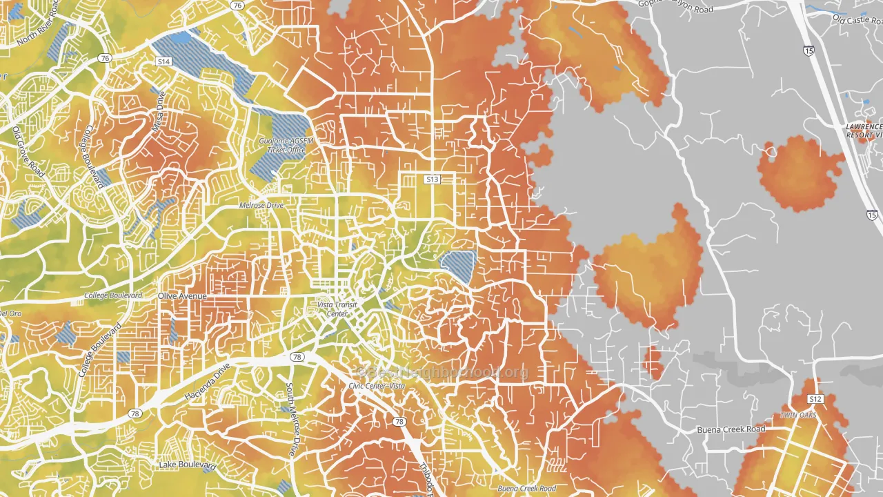 Bike Grade map of 92084, CA