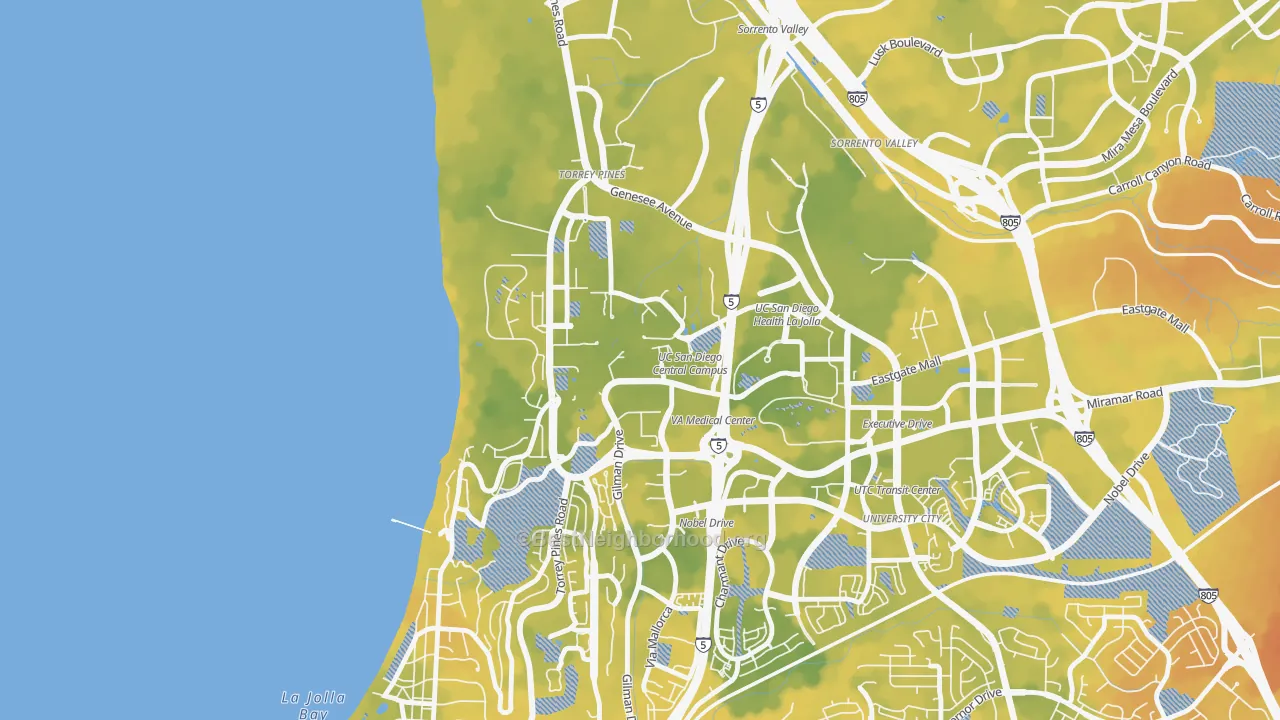 Bike Grade map of 92093, CA