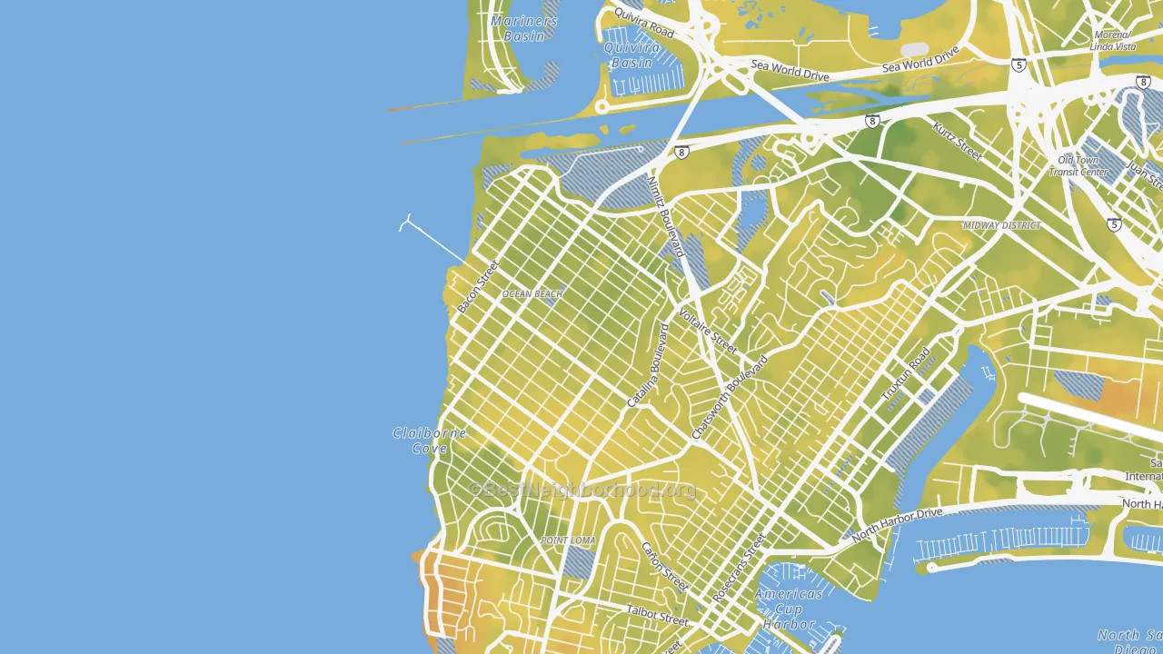 Bike Grade map of 92107, CA