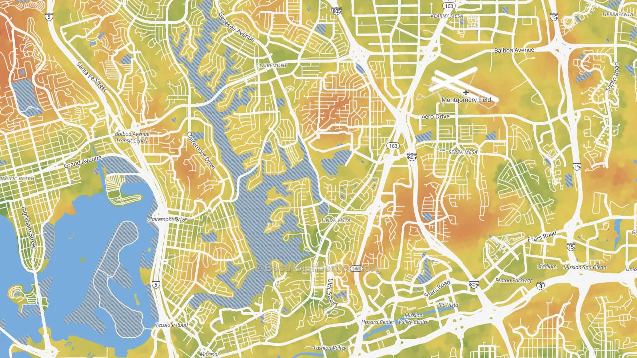 Bike Grade map of 92111, CA